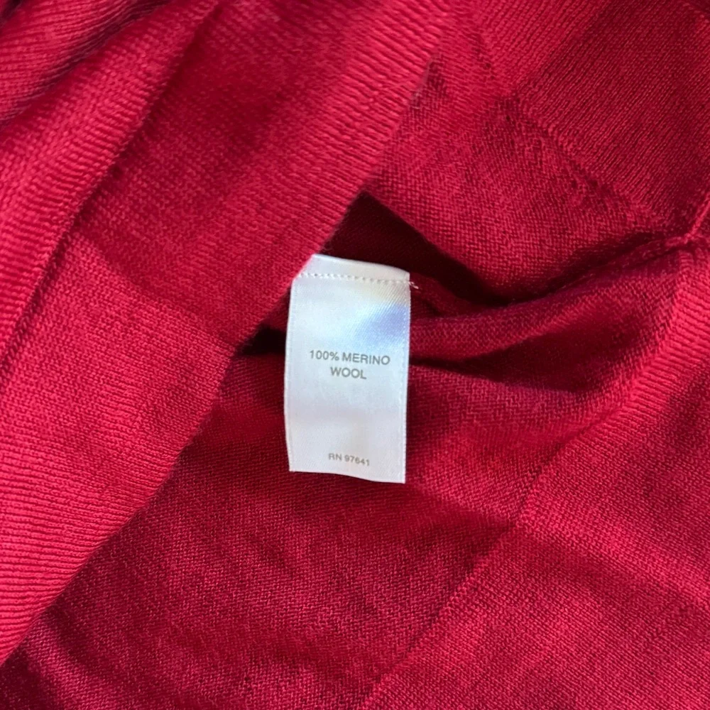 J Jill Bright Red Long Sleeve Crew Neck Sweater Size M Washable 100% Merino Wool